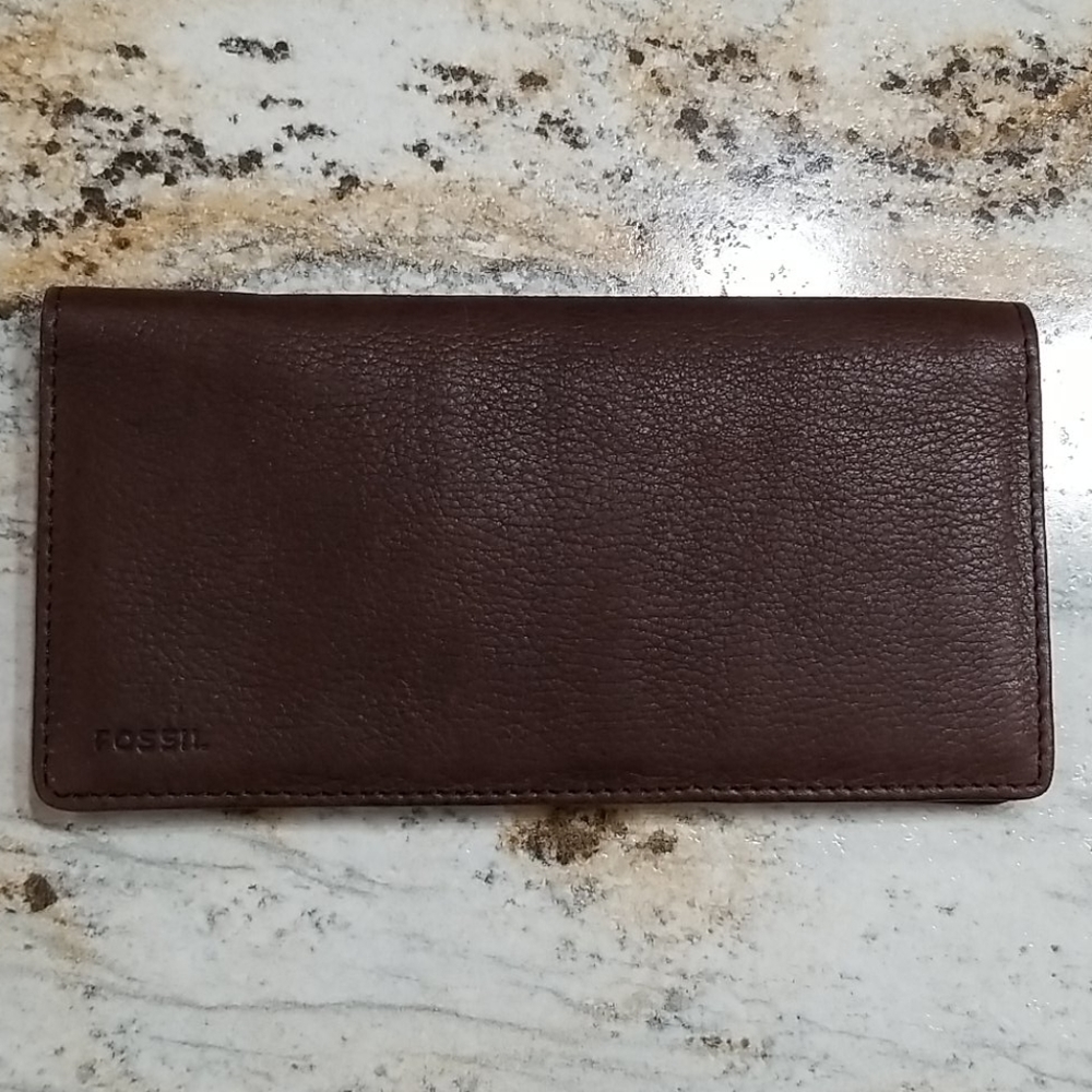 Brown Leather Fossil wallet/ Checkbook Holder